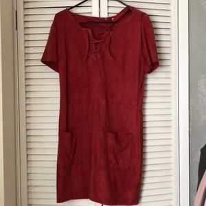 Mini suede dress